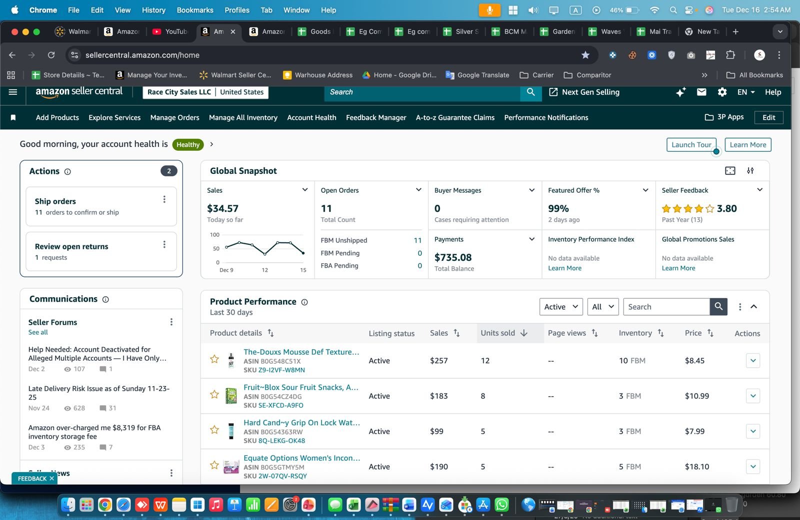 Amazon automation dashboard workflow